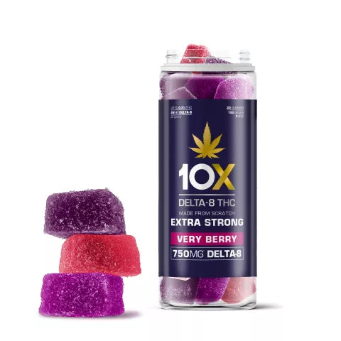 Delta 8 THC Gummies - 25mg - Very Berry - 10X