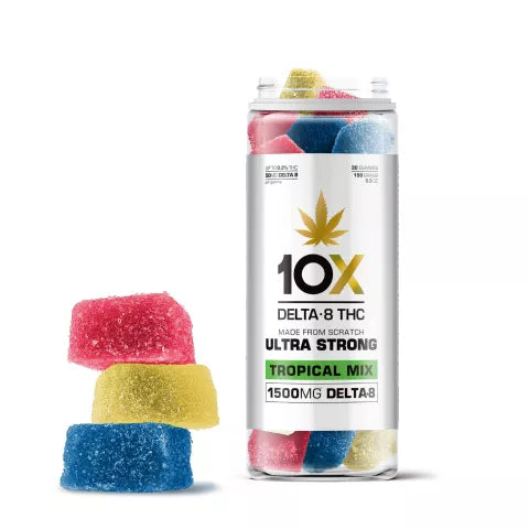 Delta 8 THC 50mg Gummies - Tropical Mix - 10X