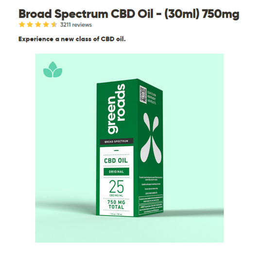 CBD Broad Spectrum Oil - (30ml) 750mg - Pharmacist formulated - Green Roads