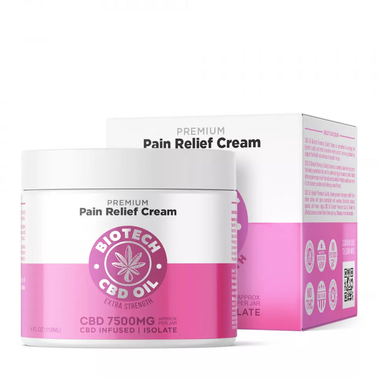 CBD Pain Relief Cream - 7,500mg - 4 oz - Biotech CBD